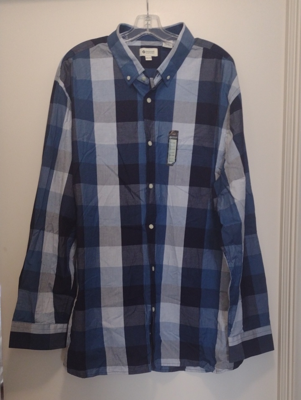Haggar Blue Plaid Button-Down Shirt (J1301)